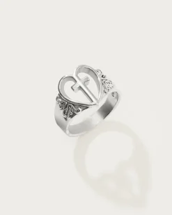 Bague Creda Coeur Croix En Argent