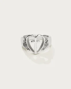 Bague Creda Coeur Croix En Argent