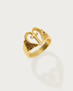 Bague Creda Coeur Croix En Argent