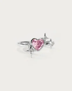 Bague Cœur Scintillant En Argent