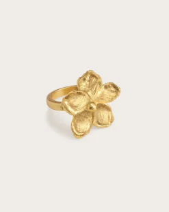 Bague Florale Texturée Dorée