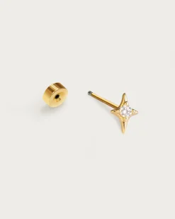 Boucle d'Oreille Helix À Dos Plat Et Étoile Scintillante Unique