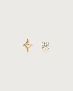Boucle d'Oreille Helix À Dos Plat Et Étoile Scintillante Unique