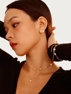 Boucles d'Oreilles À Nœud Scintillant En Or