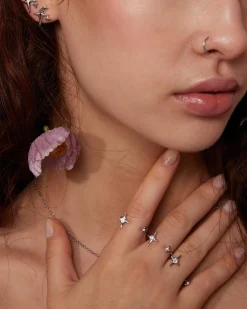 Boucles d'Oreilles À Tige Scintillantes En Argent