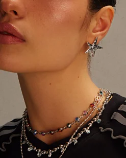 Boucles d'Oreilles À Tige Étoile de Mer En Argent