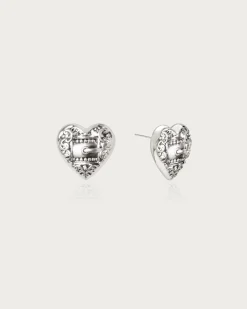 Boucles d'oreilles clous Cœur Ceinturé en Argent