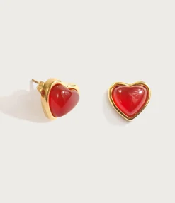Boucles d'Oreilles Coeur En Pierre Carnelian