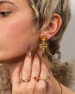 Boucles D'oreilles Croix Florale Amber dew