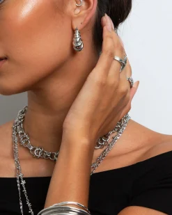 Boucles d'Oreilles Créoles Croissant En Argent