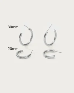 Boucles d'Oreilles Créoles Sans Fin Argentées 30 Mm