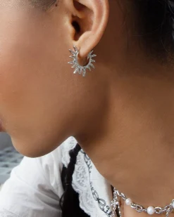 Boucles d'Oreilles Créoles Soleil En Argent