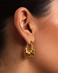 Boucles d'Oreilles Créoles Croissant En Or
