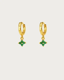 Boucles d'Oreilles Créoles Trèfle Vert