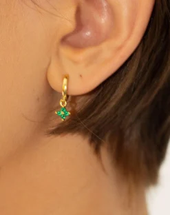 Boucles d'Oreilles Créoles Trèfle Vert