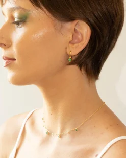 Boucles d'Oreilles Créoles Trèfle Vert