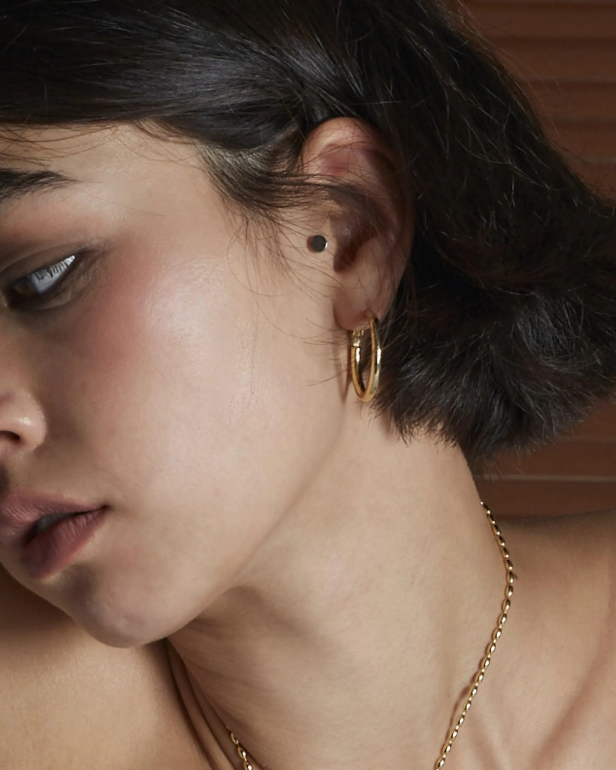 Boucles d'Oreilles Créoles Sans Fin Dorées 30 Mm