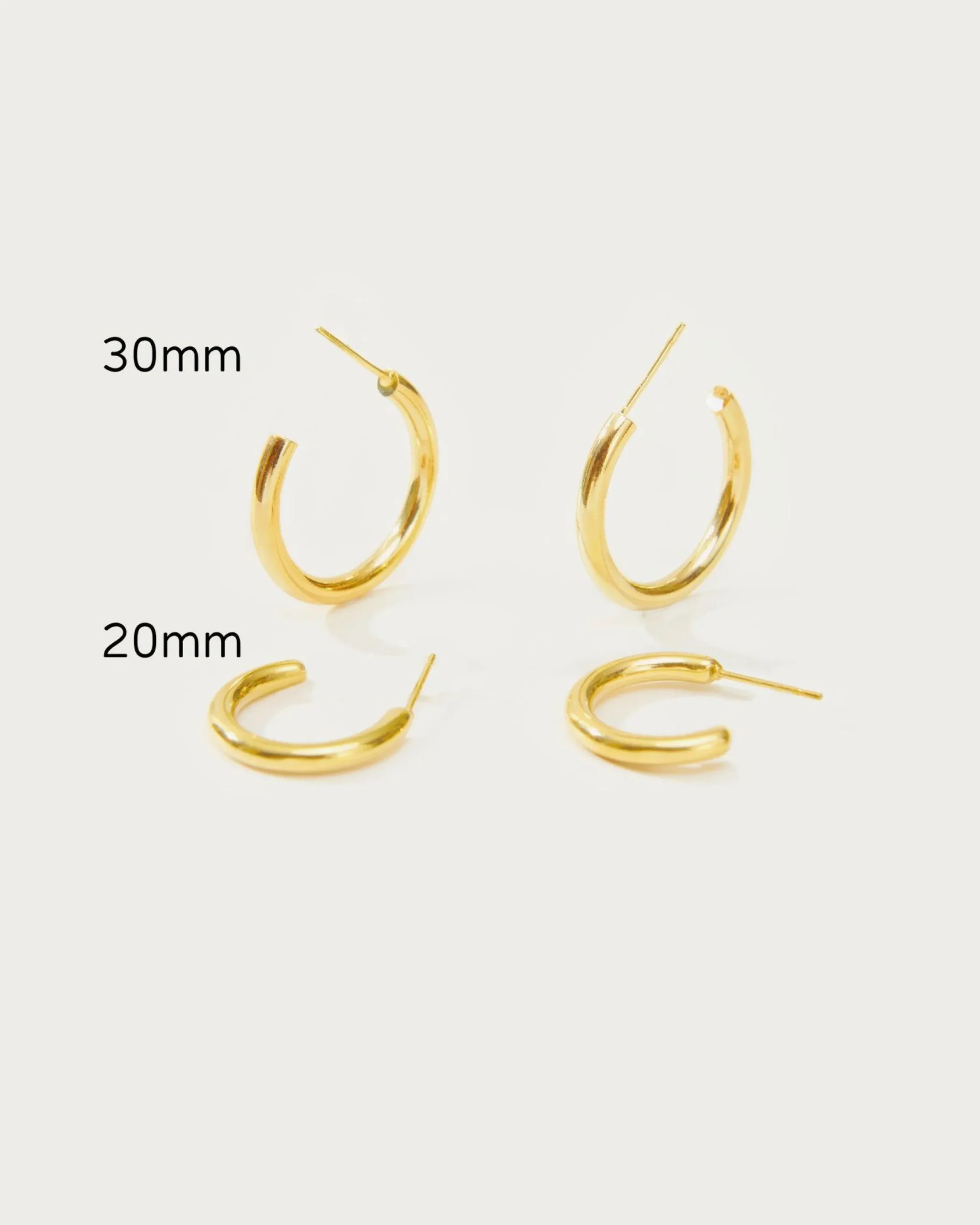 Boucles d'Oreilles Créoles Sans Fin Dorées 30 Mm