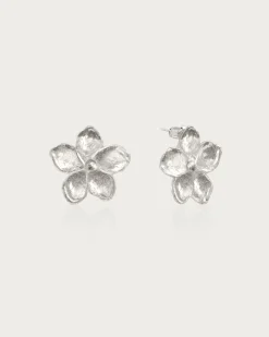 Boucles D'oreilles Florales texturées En argent
