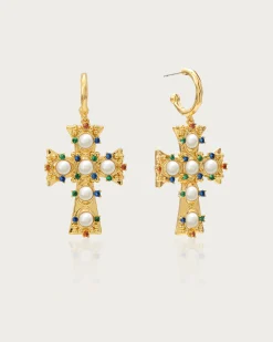 Boucles d'Oreilles Lover Of Helius Pearl Cross