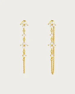 Boucles d'Oreilles Pendantes En Forme de Trèfle Doré