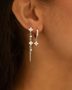 Boucles d'Oreilles Pendantes Trèfle En Argent