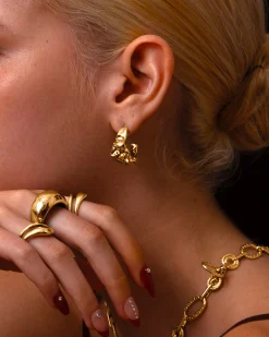 Boucles d'Oreilles Texturées En Fusion En Or