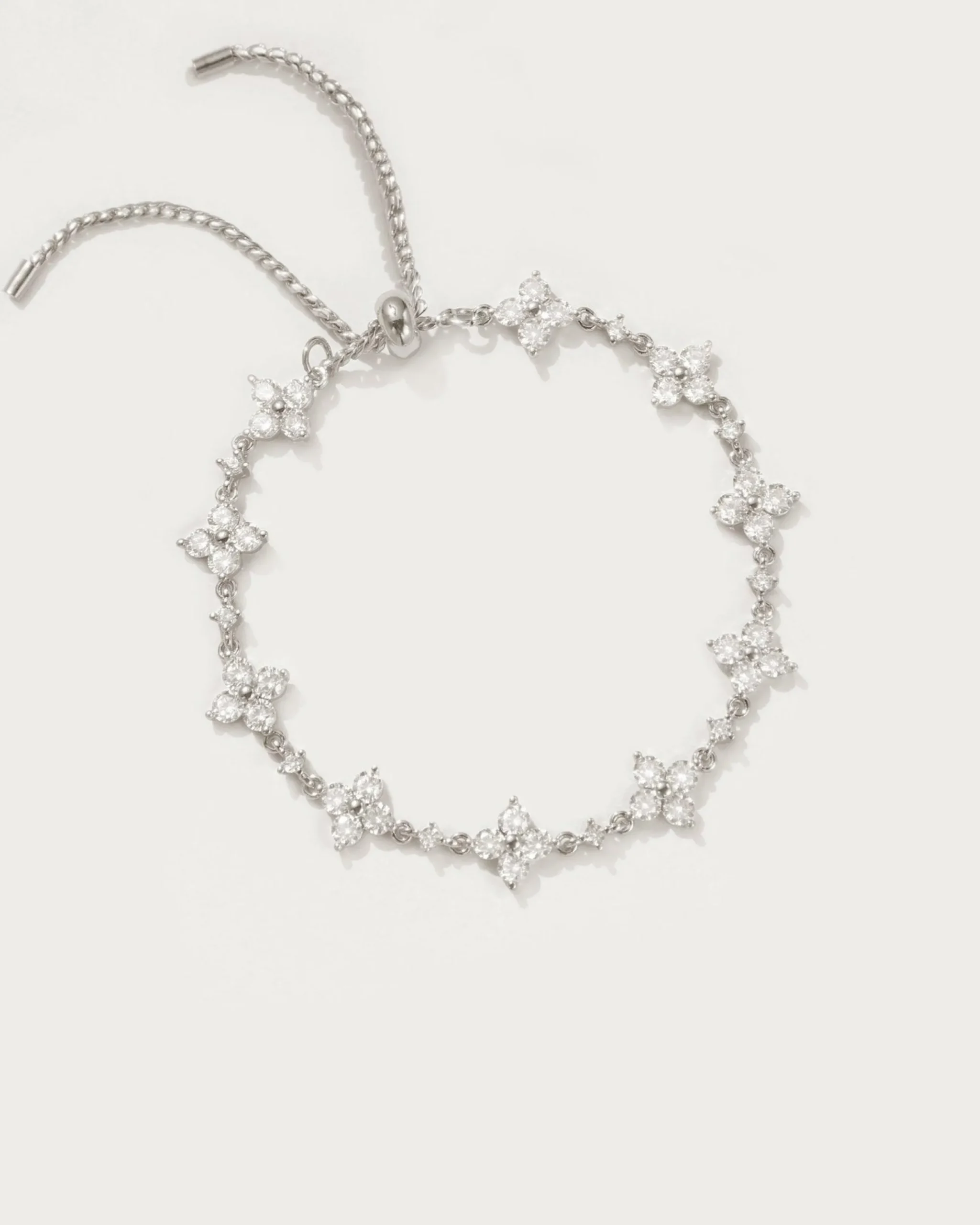 Bracelet Trèfle Scintillant En Argent