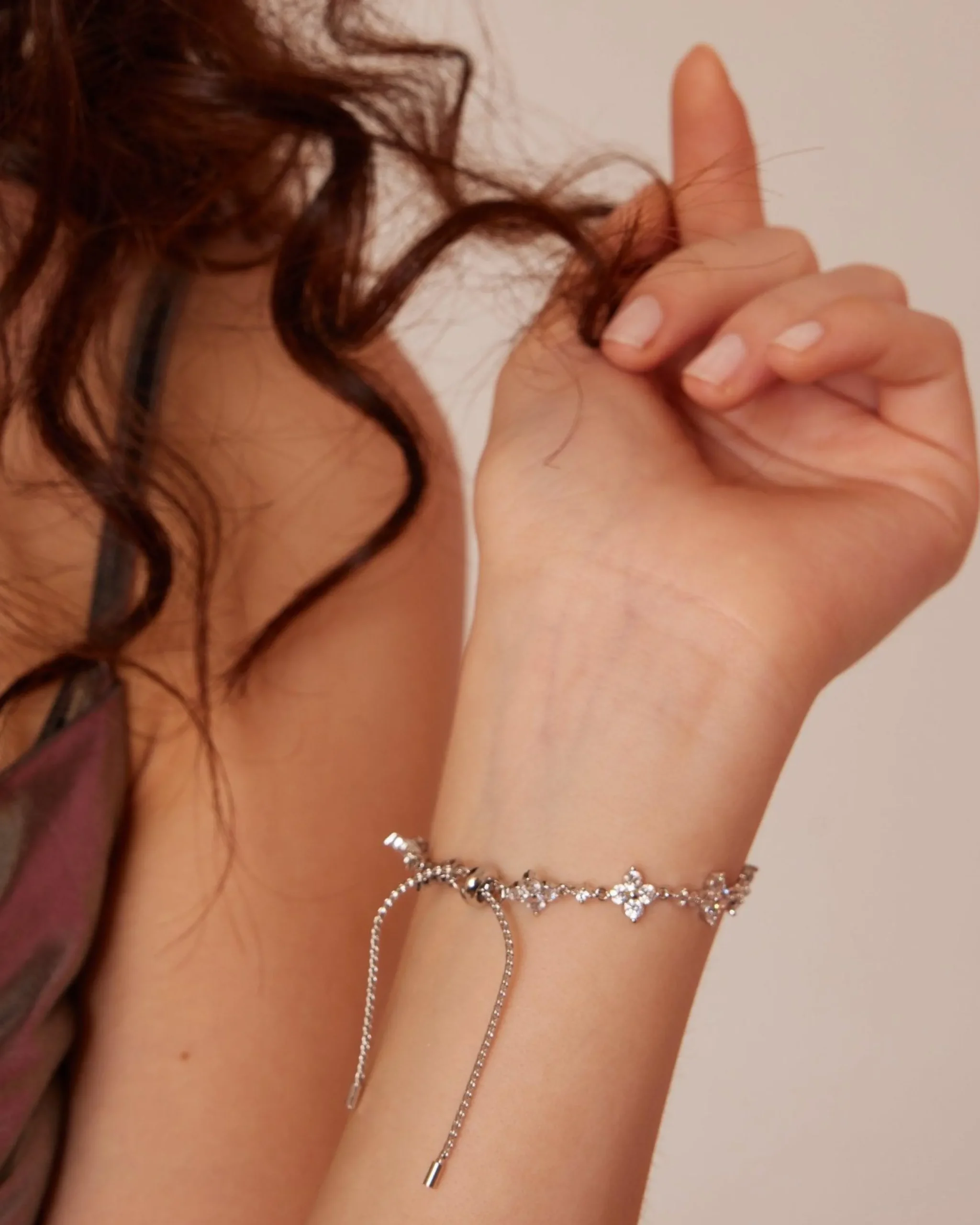 Bracelet Trèfle Scintillant En Argent