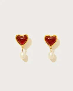 Carnelian Boucles d'Oreilles Perles de Pierre