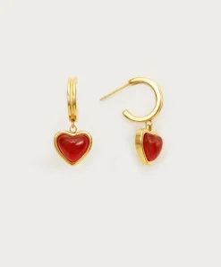 Carnelian Boucles d'Oreilles Créoles En Pierre