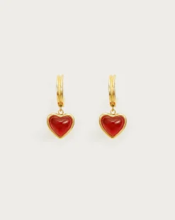 Carnelian Boucles d'Oreilles Créoles En Pierre