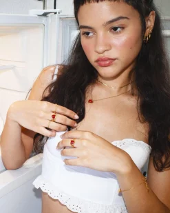 Carnelian Ensemble Collier Et Bague Cœur