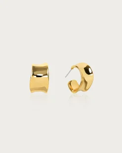 Chunky Boucles d'Oreilles Créoles Fluides En Or