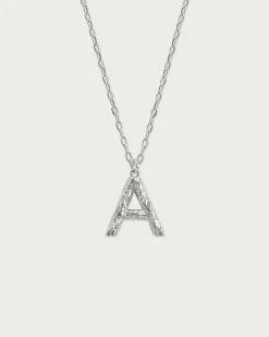 Collier Avec Lettre Initiale Texturée En Argent
