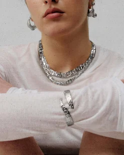 Collier Carré Texturé en Argent