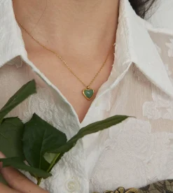 Collier Coeur Aventurine Verte