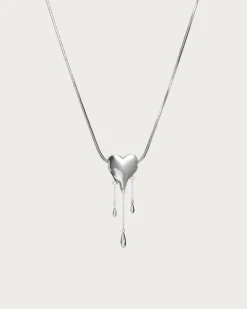 Collier Cœur Doré Drip de Venom En Argent