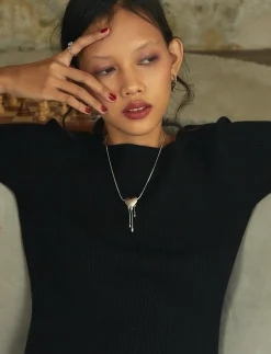 Collier Cœur Doré Drip de Venom En Argent