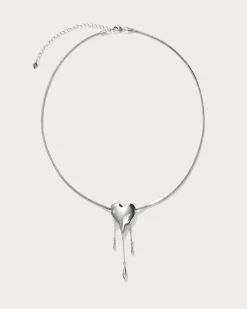 Collier Cœur Doré Drip de Venom En Argent
