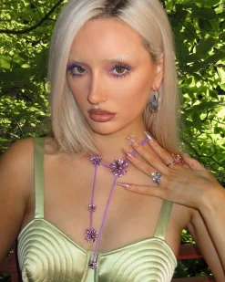 Collier de Cordon Branchlet En Violet Métallisé