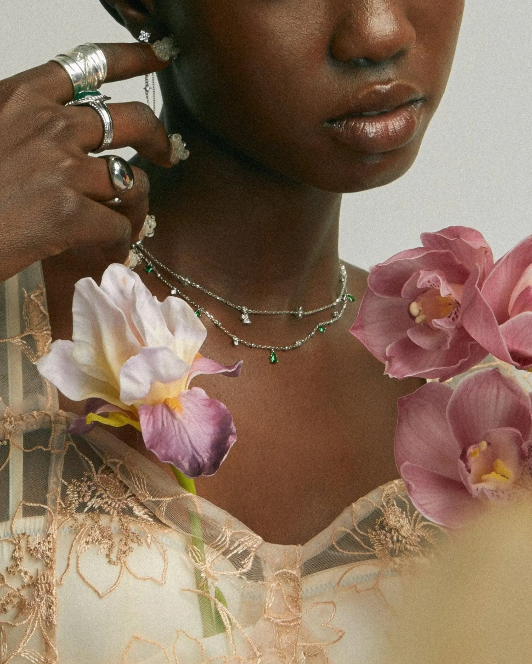 Collier Elysée En Argent Vert Émeraude