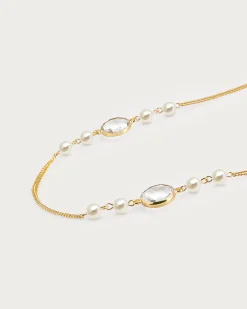 Collier Long Station En Cascade de Perles