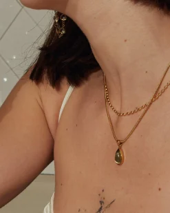 Collier Mini Perles En Métal Doré