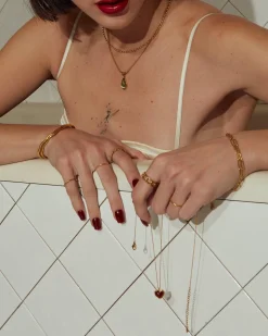 Collier Mini Perles En Métal Doré