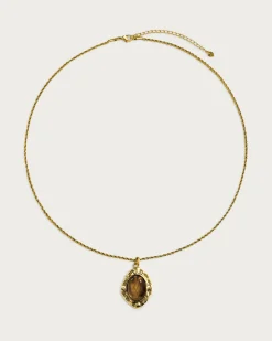 Collier Sautoir Savane Doré Oeil de Tigre