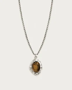 Collier Sautoir Savane Oeil de Tigre En Argent