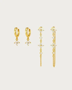 Ensemble de Boucles d'Oreilles Trèfle Porte-Bonheur En Argent