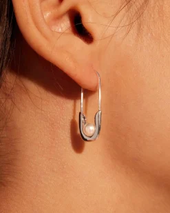 Petites Boucles d'Oreilles Épingles de Sûreté Argentées